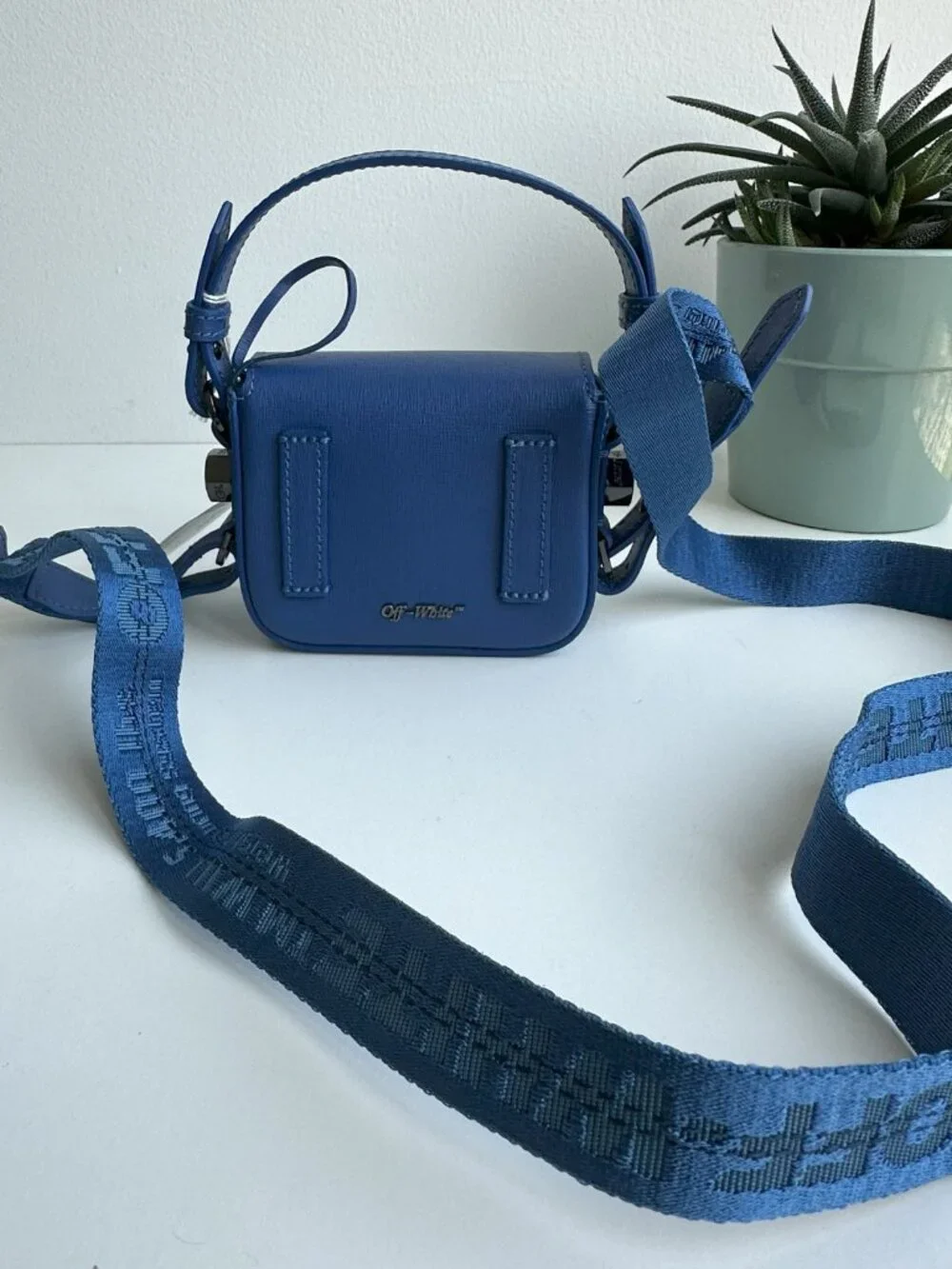 Off-White - Woman's Blue Baby Diagonal Flap Bag - Blue / White